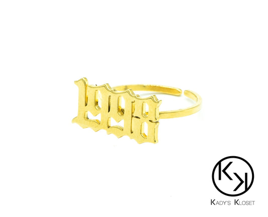 Gold Birth Year Ring - Adjustable | Kady's Kloset