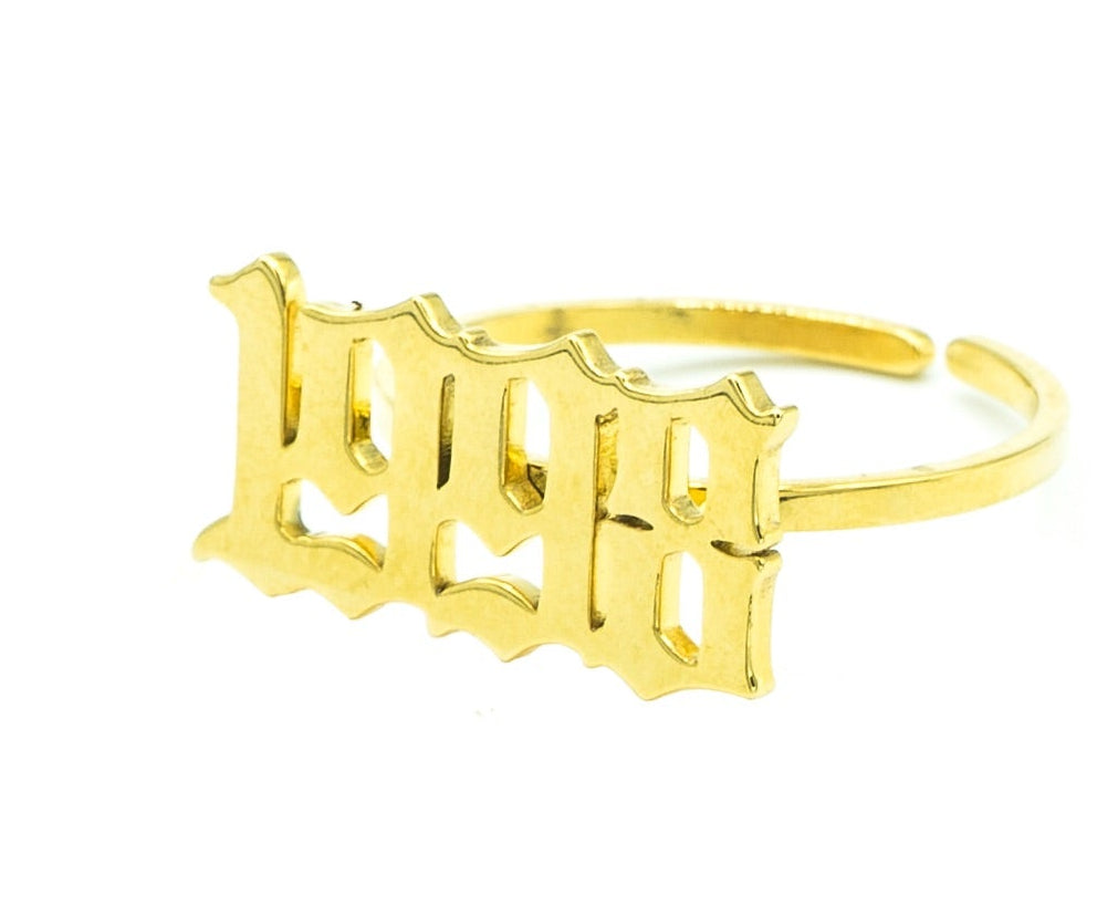 Gold Birth Year Ring - Adjustable | Kady's Kloset